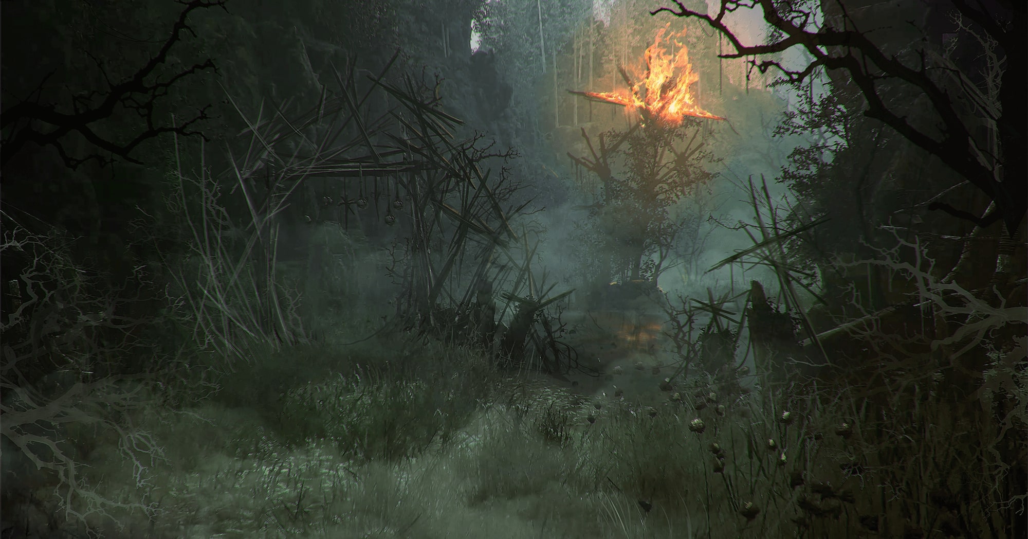 The entrance to the swamps are marked with the warnings in the world of The Lords of the Fallen