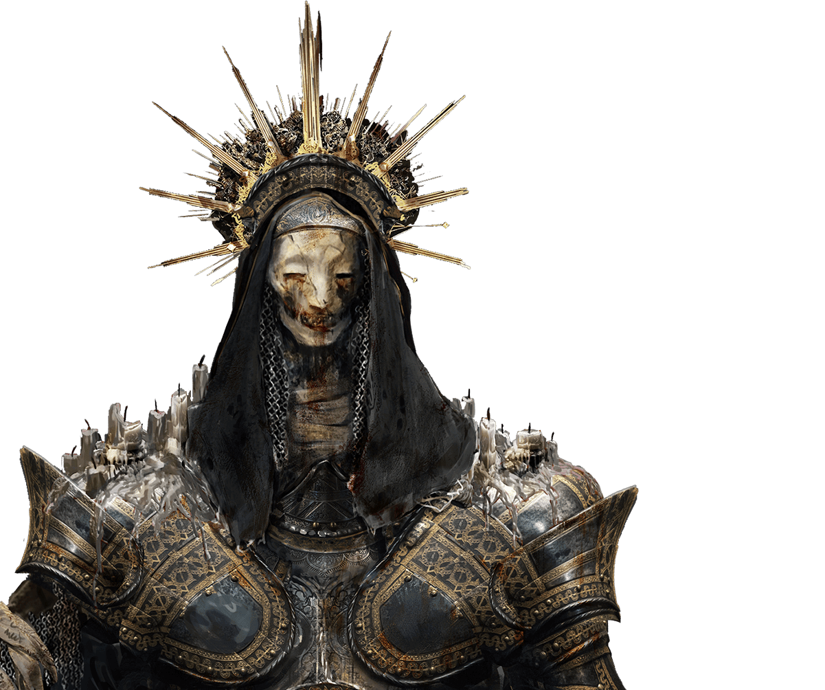 A Holy warrior clad in battle worn armour wearing an iron halo to symbolize his faith in the world of The Lords of the Fallen